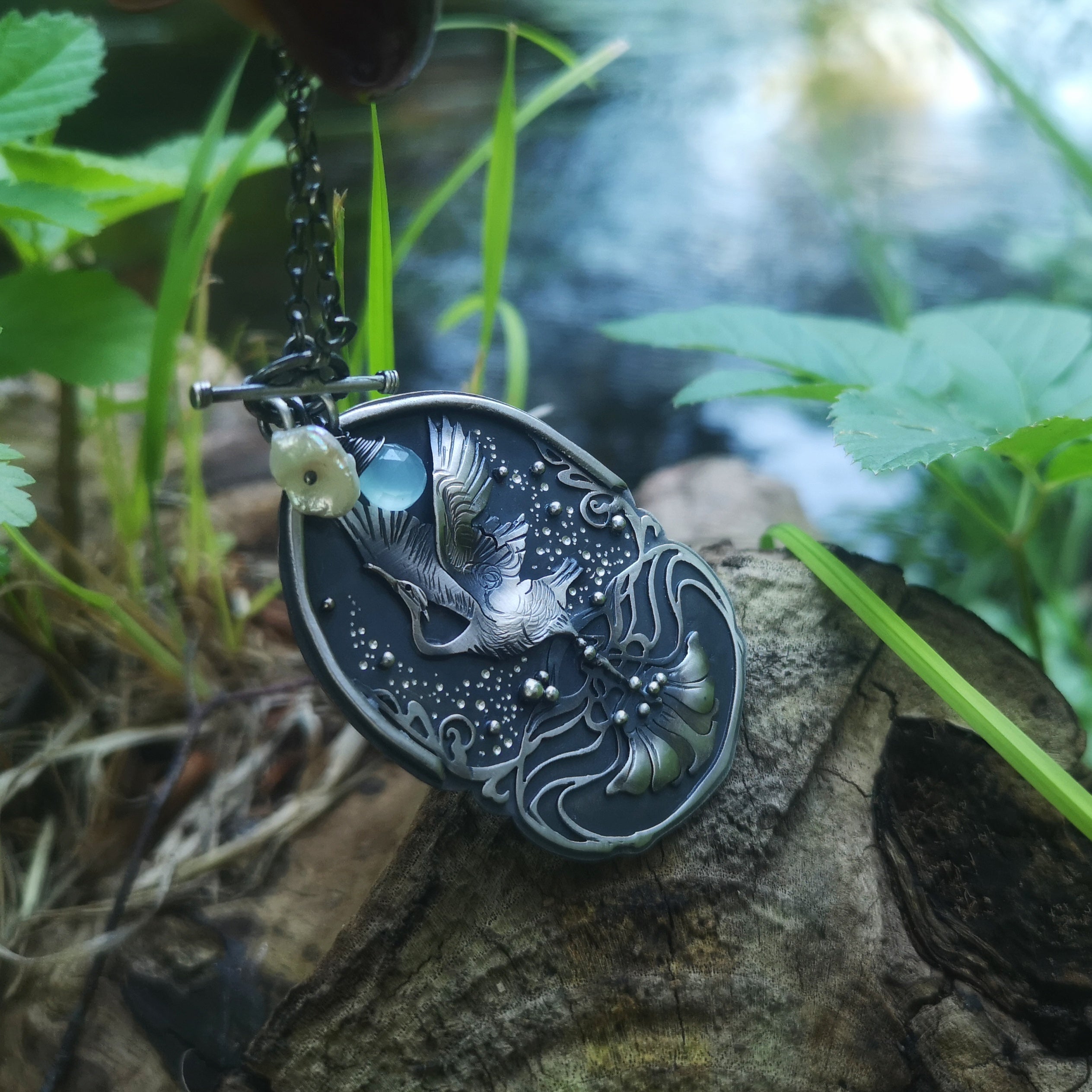 CUSTOM for Lynn - The Tranquil Heron Necklace