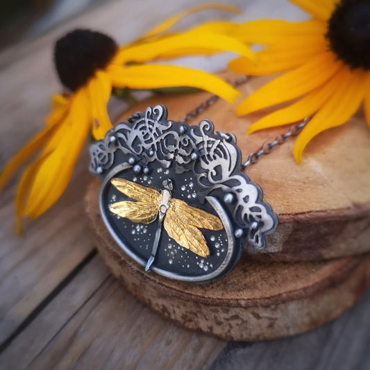 The Dragonfly Art Deco Necklace - Keum Boo