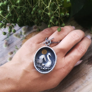 Spiritual Awakening - Swan Shadowbox Necklace