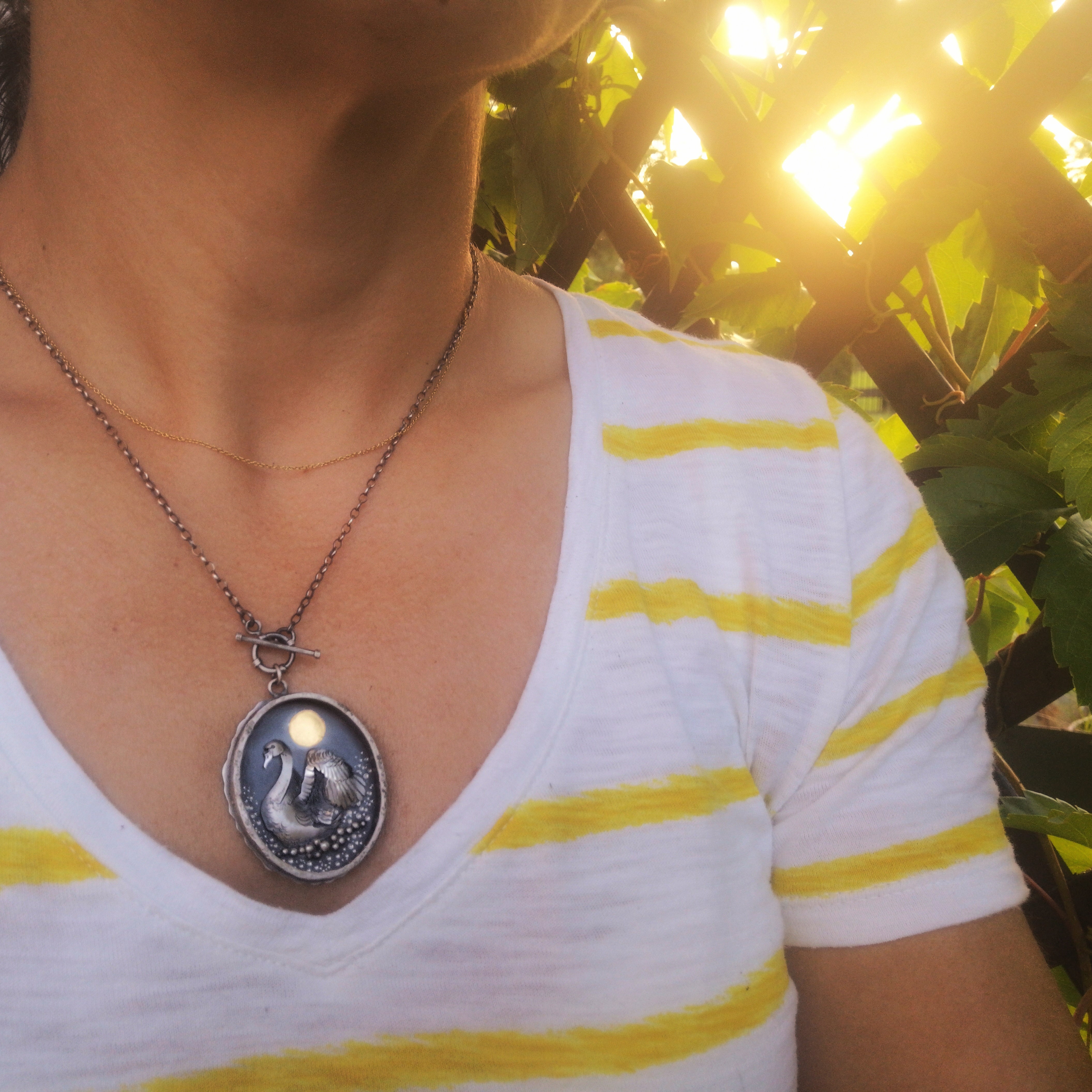 Spiritual Awakening - Swan Shadowbox Necklace