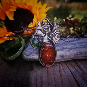 The Foliage Necklace - Amber & Tourmaline
