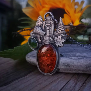 The Foliage Necklace - Amber & Tourmaline
