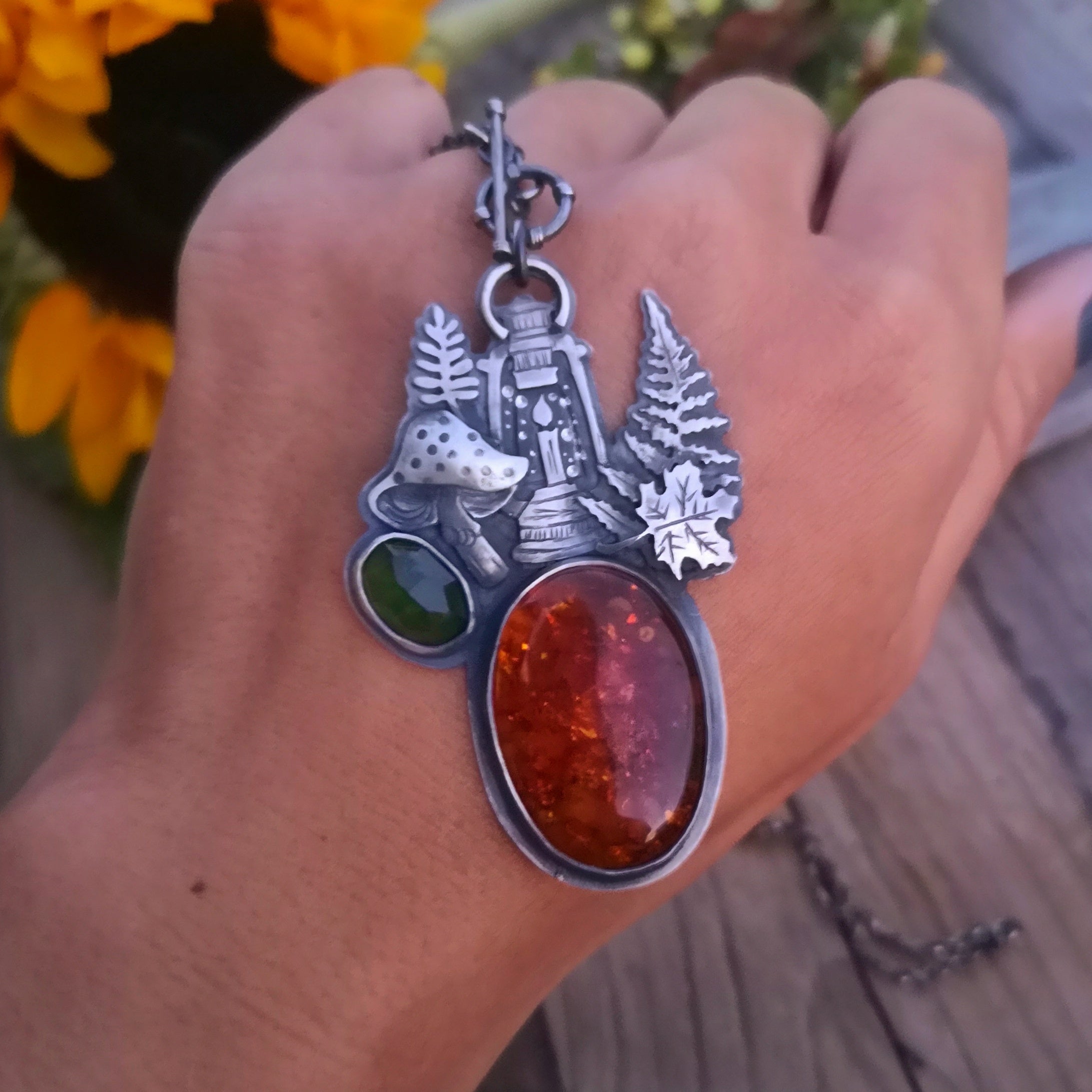The Foliage Necklace - Amber & Tourmaline