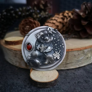 The Baby Raccoon & Amber Necklace