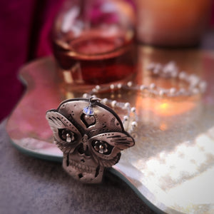 The Sugar Skull & Moth Necklace