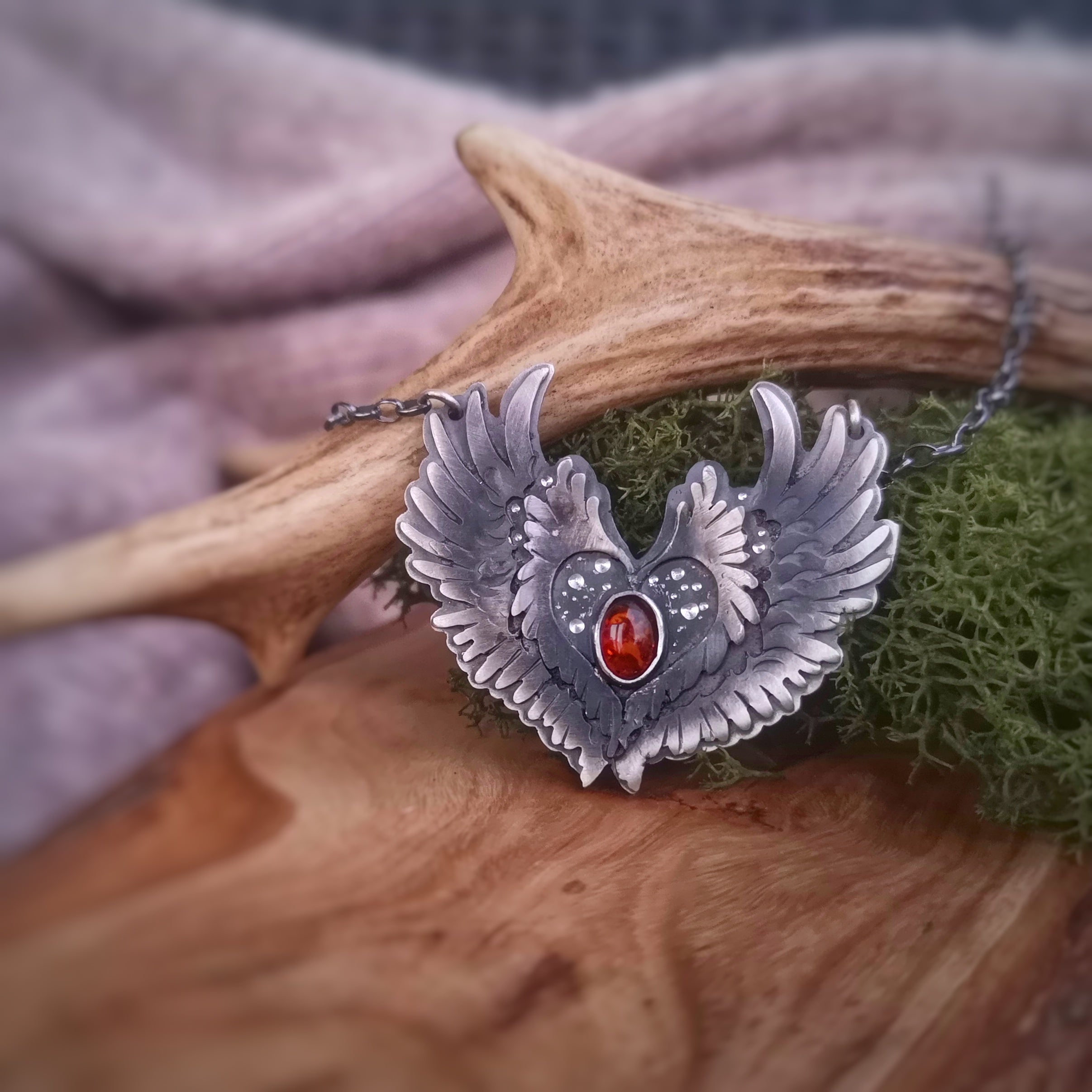 Be Brave - Winged Amber Necklace
