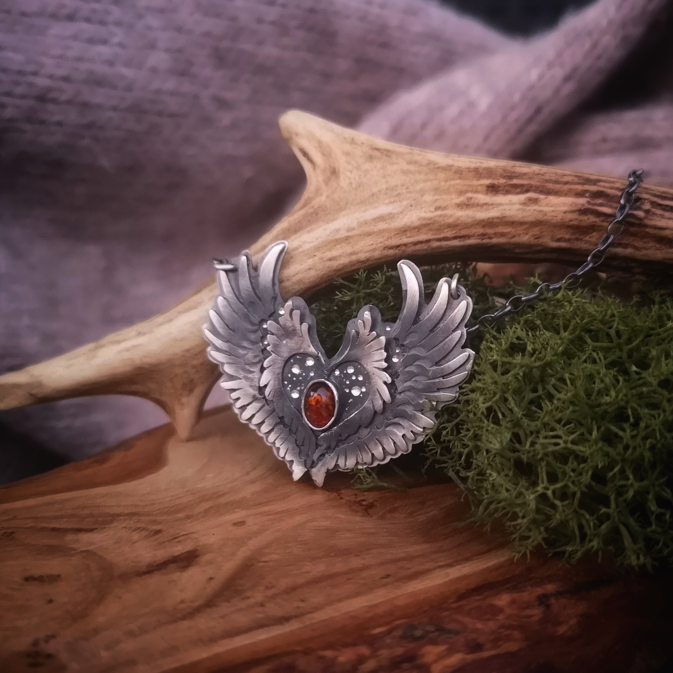 Be Brave - Winged Amber Necklace