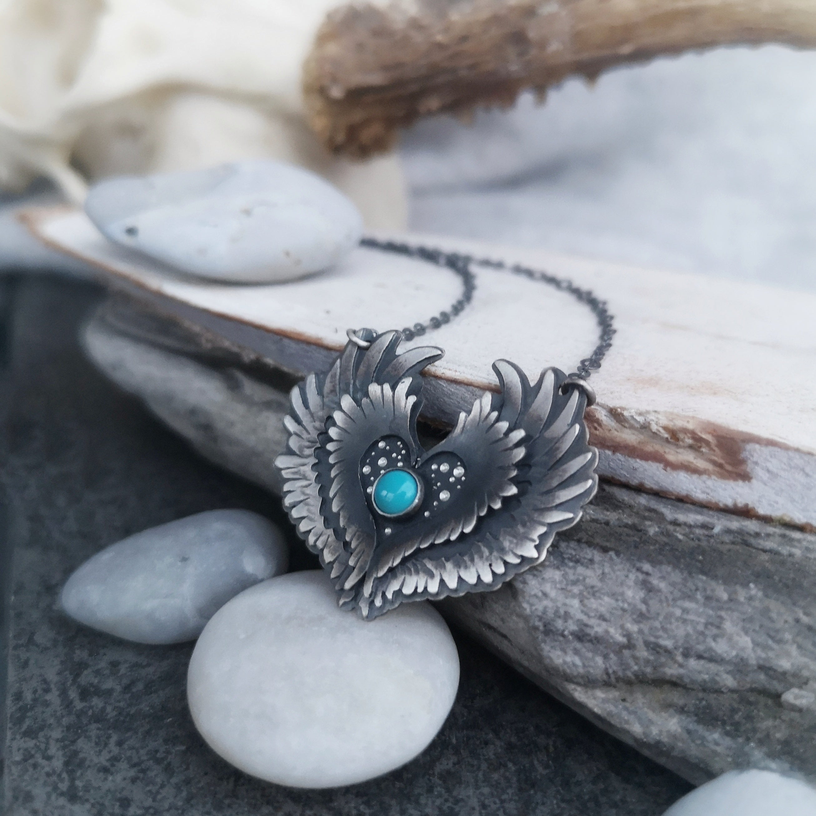 Be Brave - Winged Turquoise Necklace