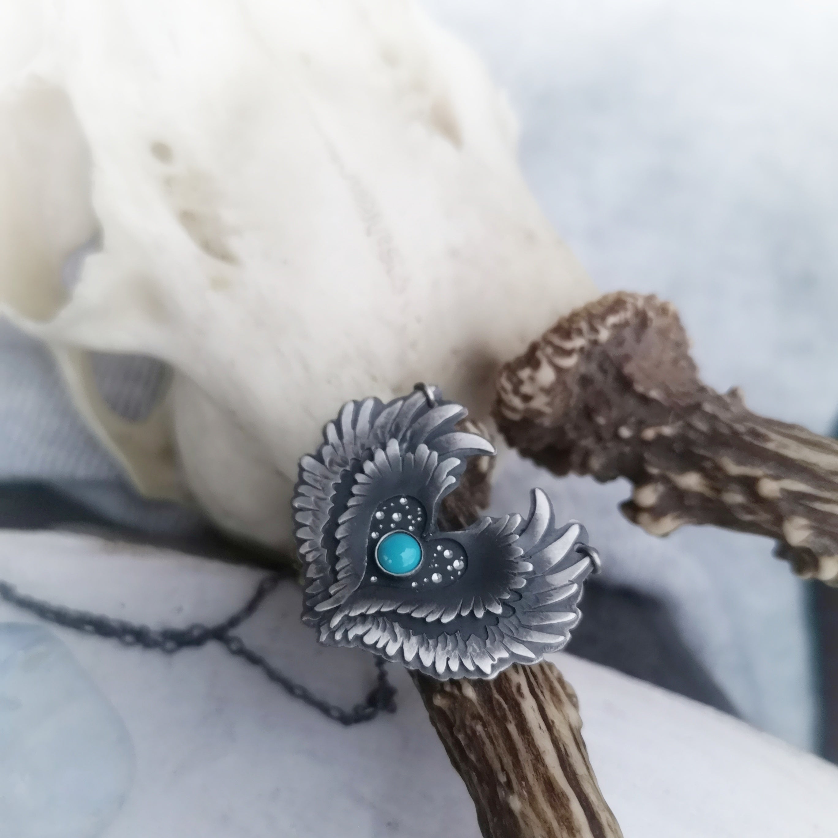 Be Brave - Winged Turquoise Necklace
