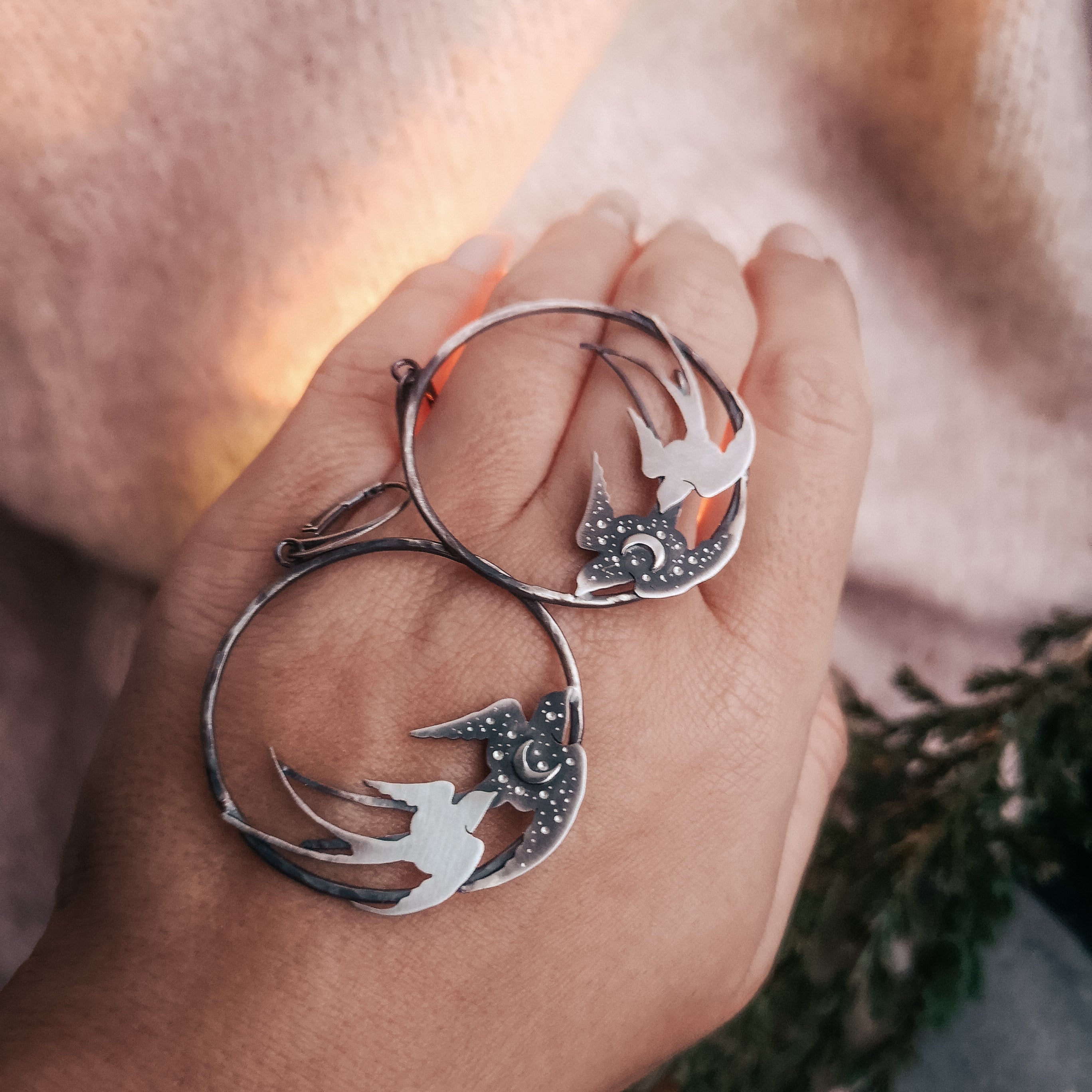 The Swallow Bird Hoop Earrings