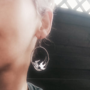 The Swallow Bird Hoop Earrings