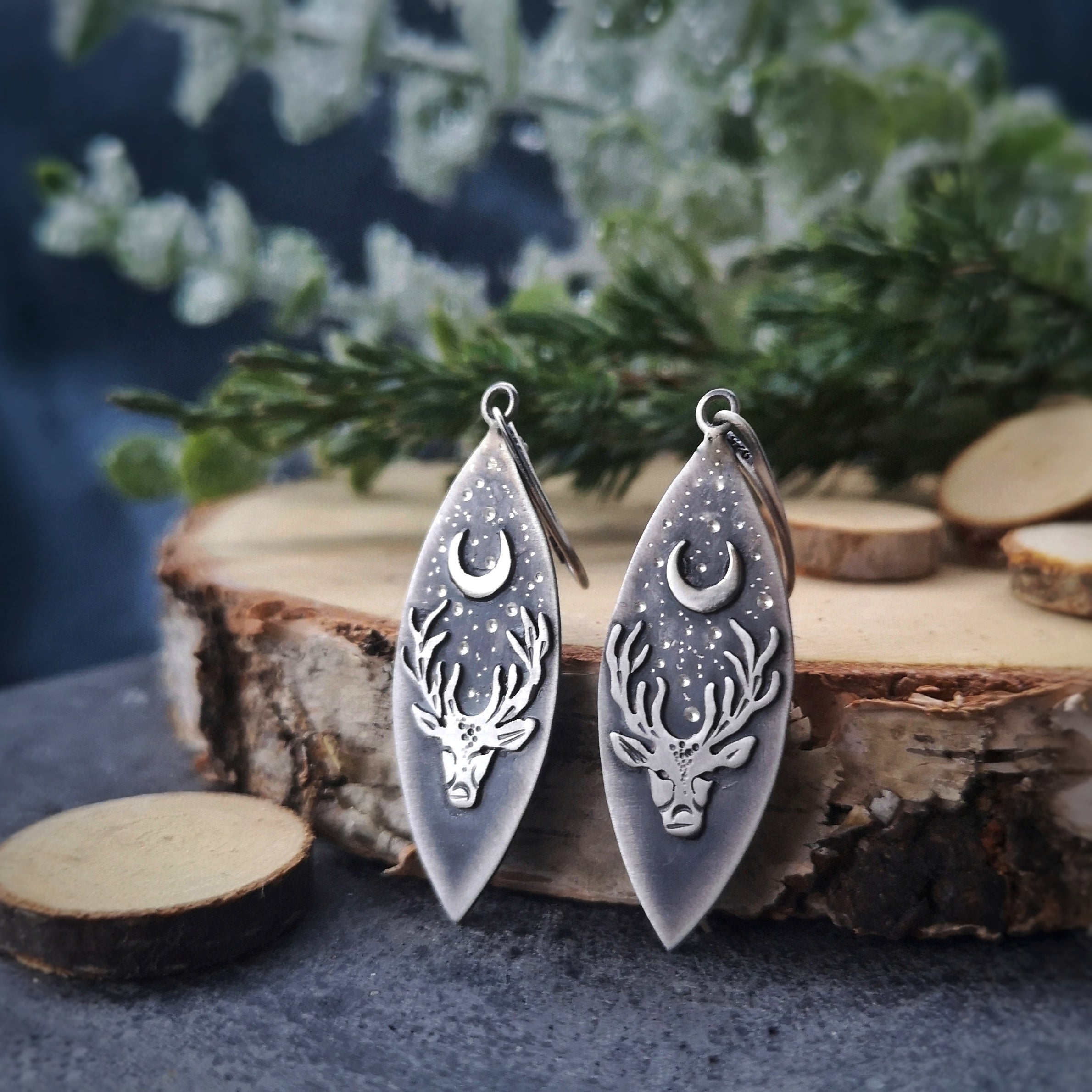 The Tribe Song Earrings - Deer & Moon Earrings