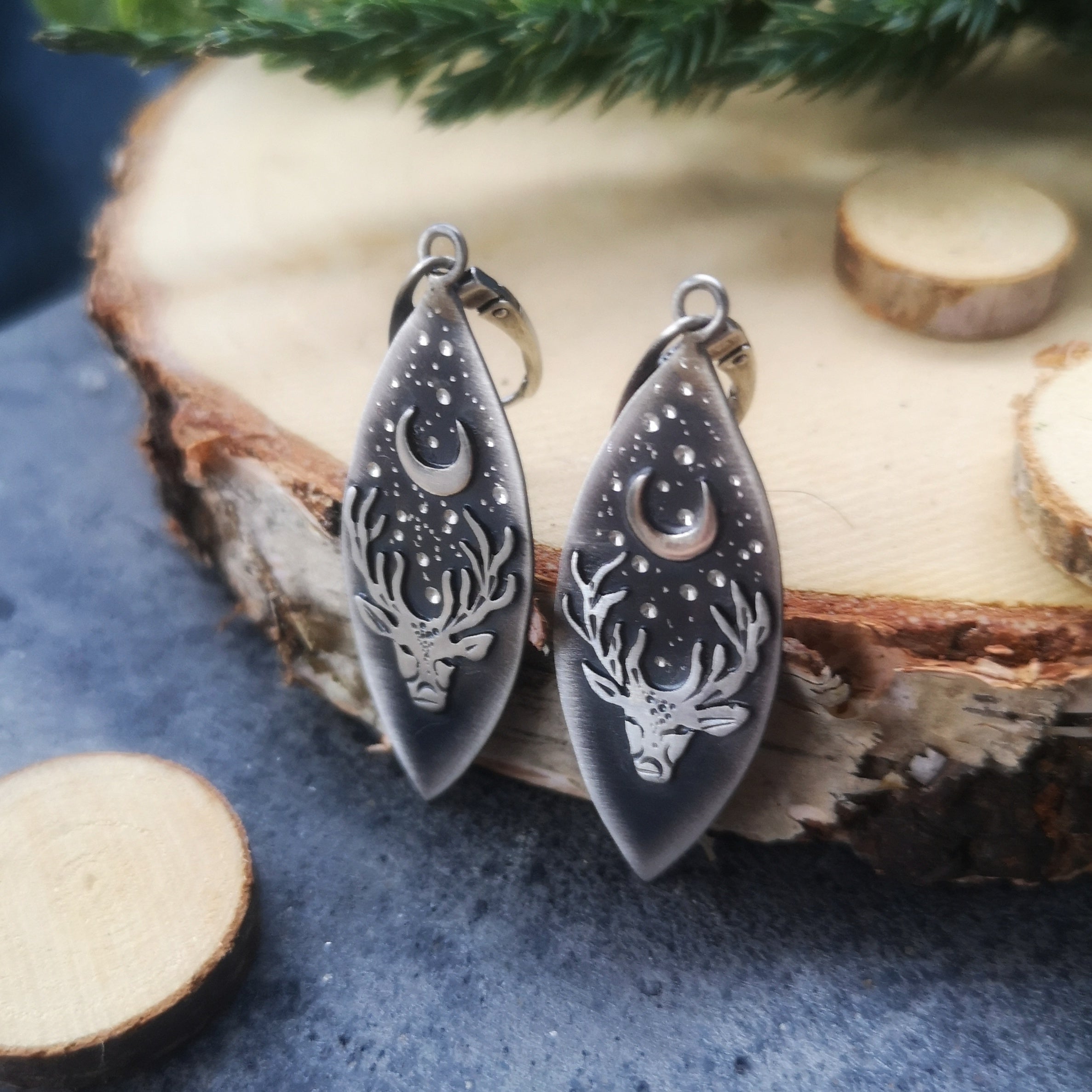 The Tribe Song Earrings - Deer & Moon Earrings