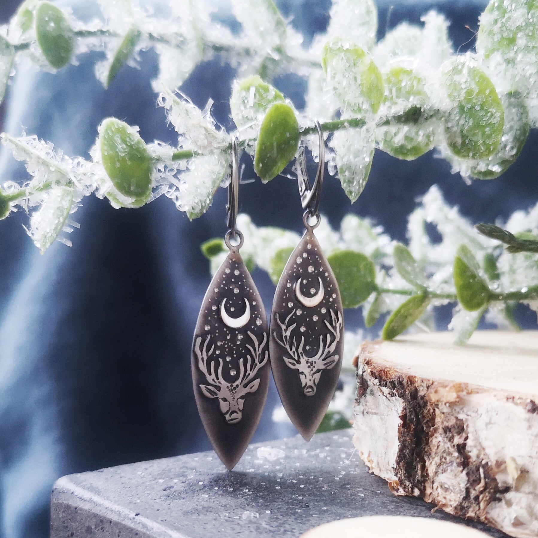 The Tribe Song Earrings - Deer & Moon Earrings
