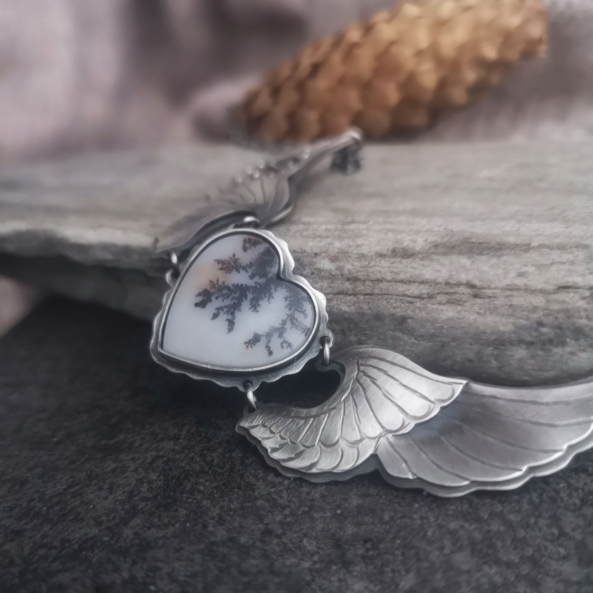 The Wings Necklace - Dendritic Agate Necklace