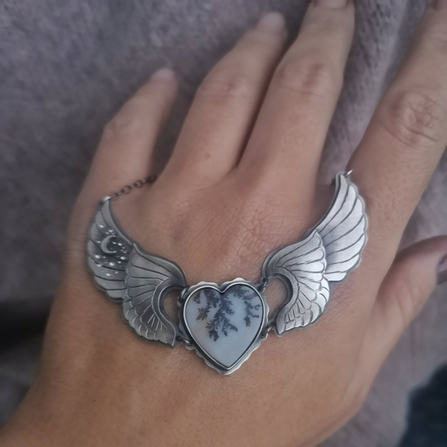The Wings Necklace - Dendritic Agate Necklace