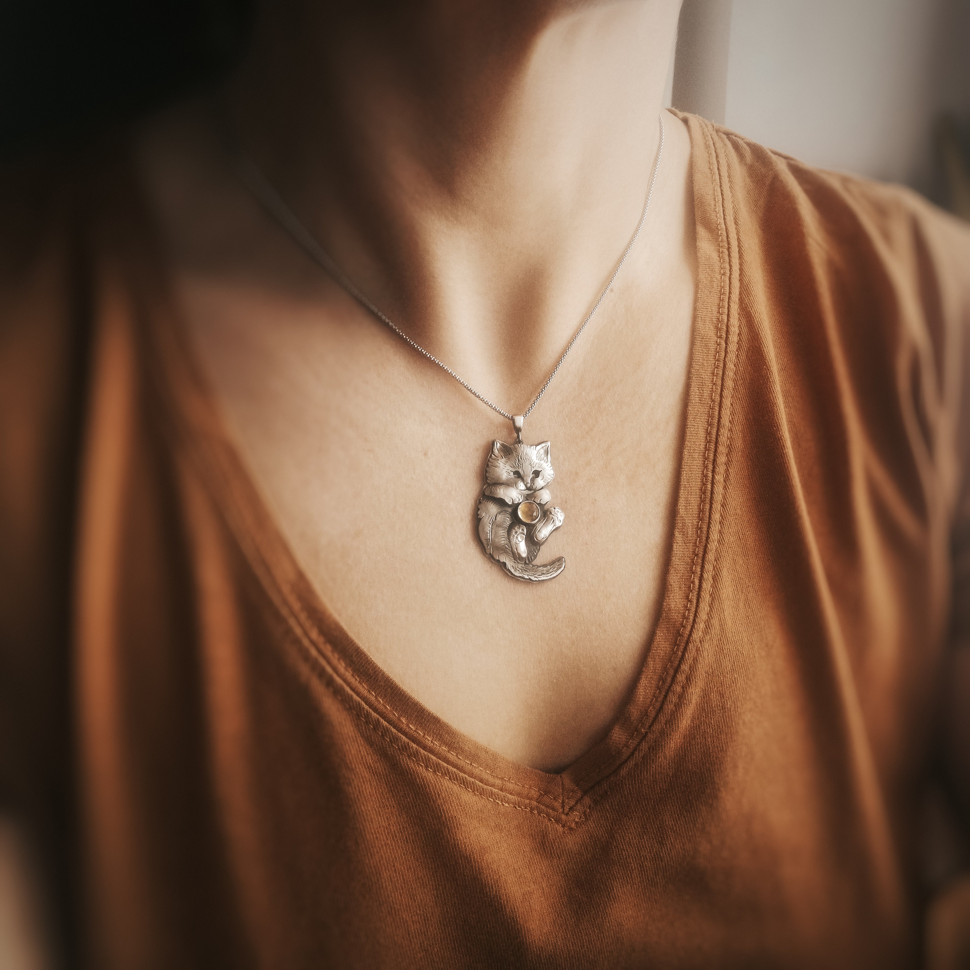The Light Carrier - Kitten Necklace