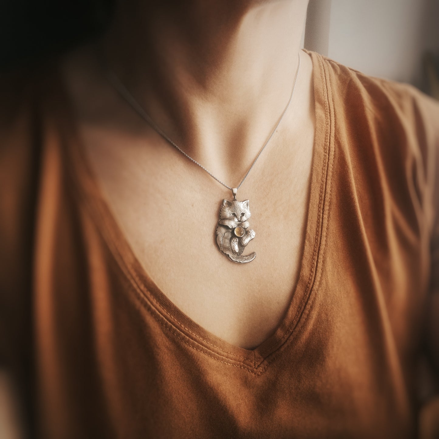The Light Carrier - Kitten Necklace