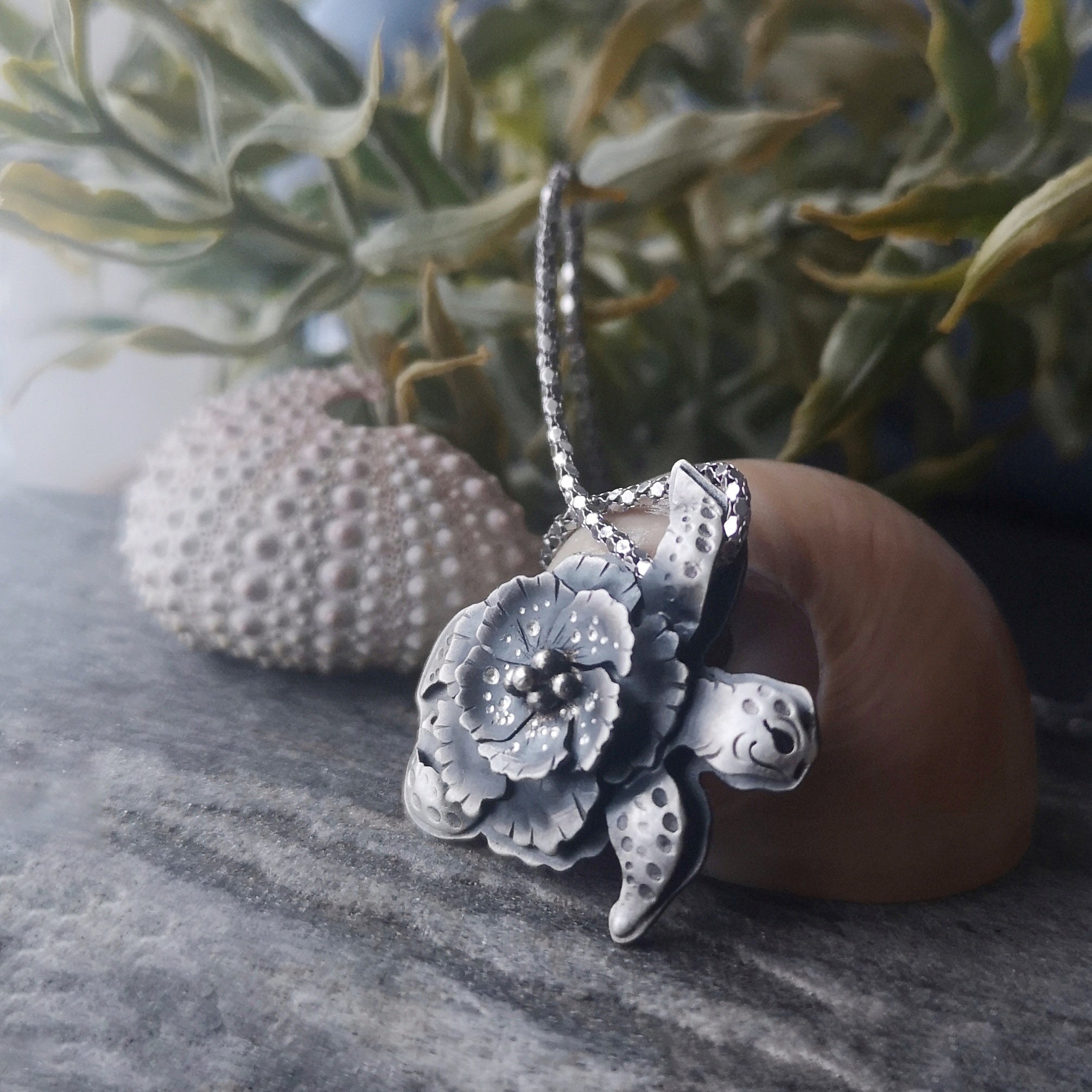 The Turtle & Hibiscus Bloom Necklace