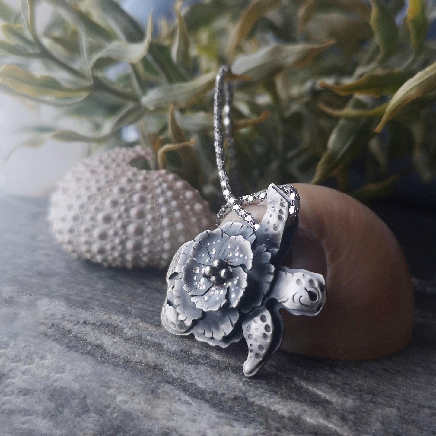 The Turtle & Hibiscus Bloom Necklace