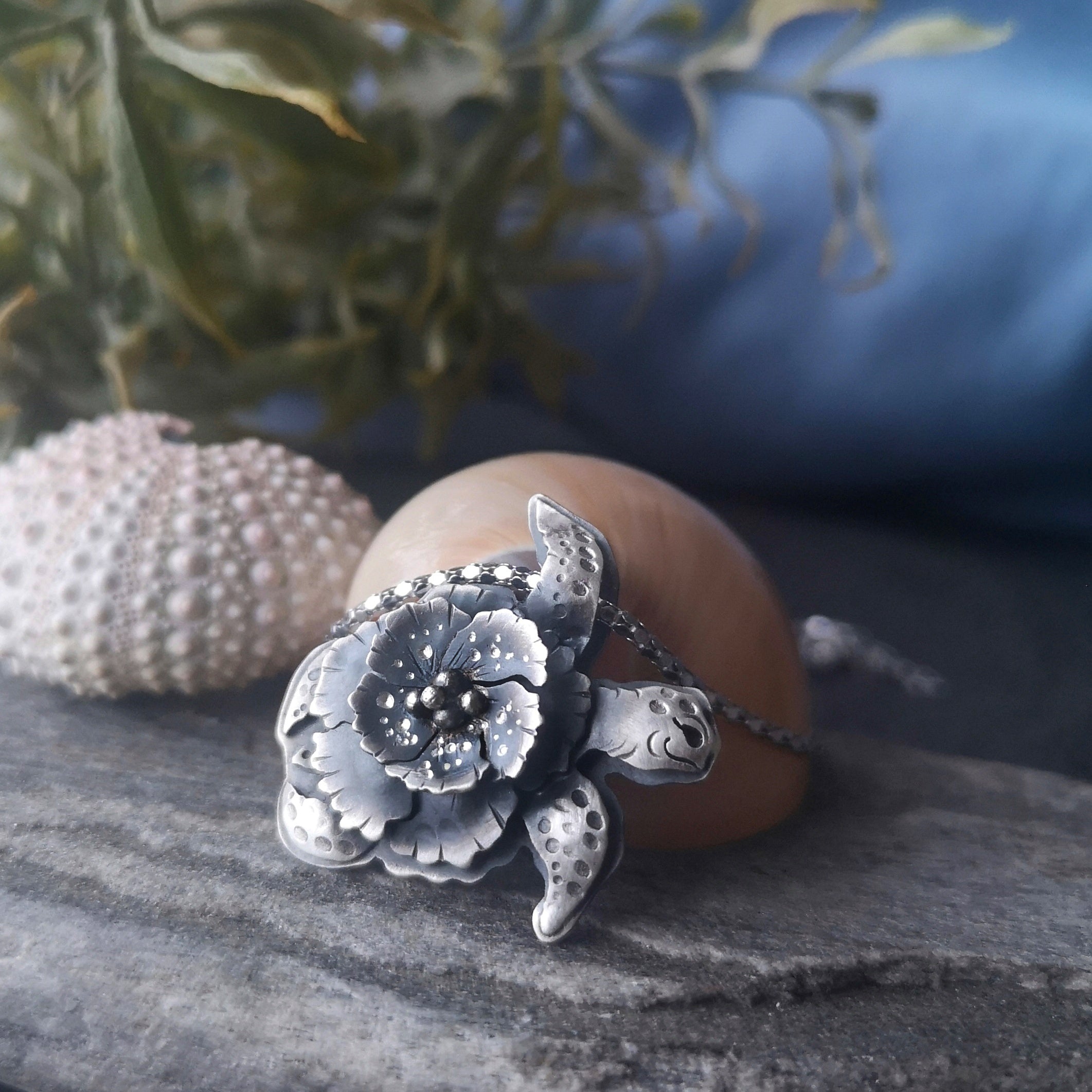 The Turtle & Hibiscus Bloom Necklace