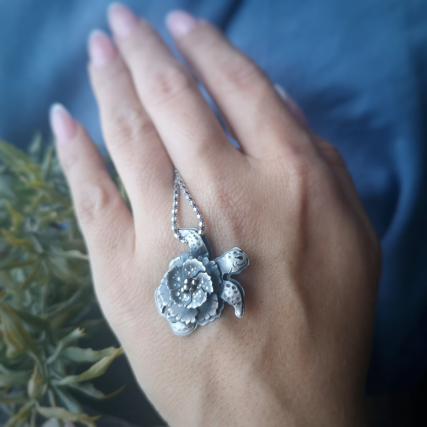 The Turtle & Hibiscus Bloom Necklace