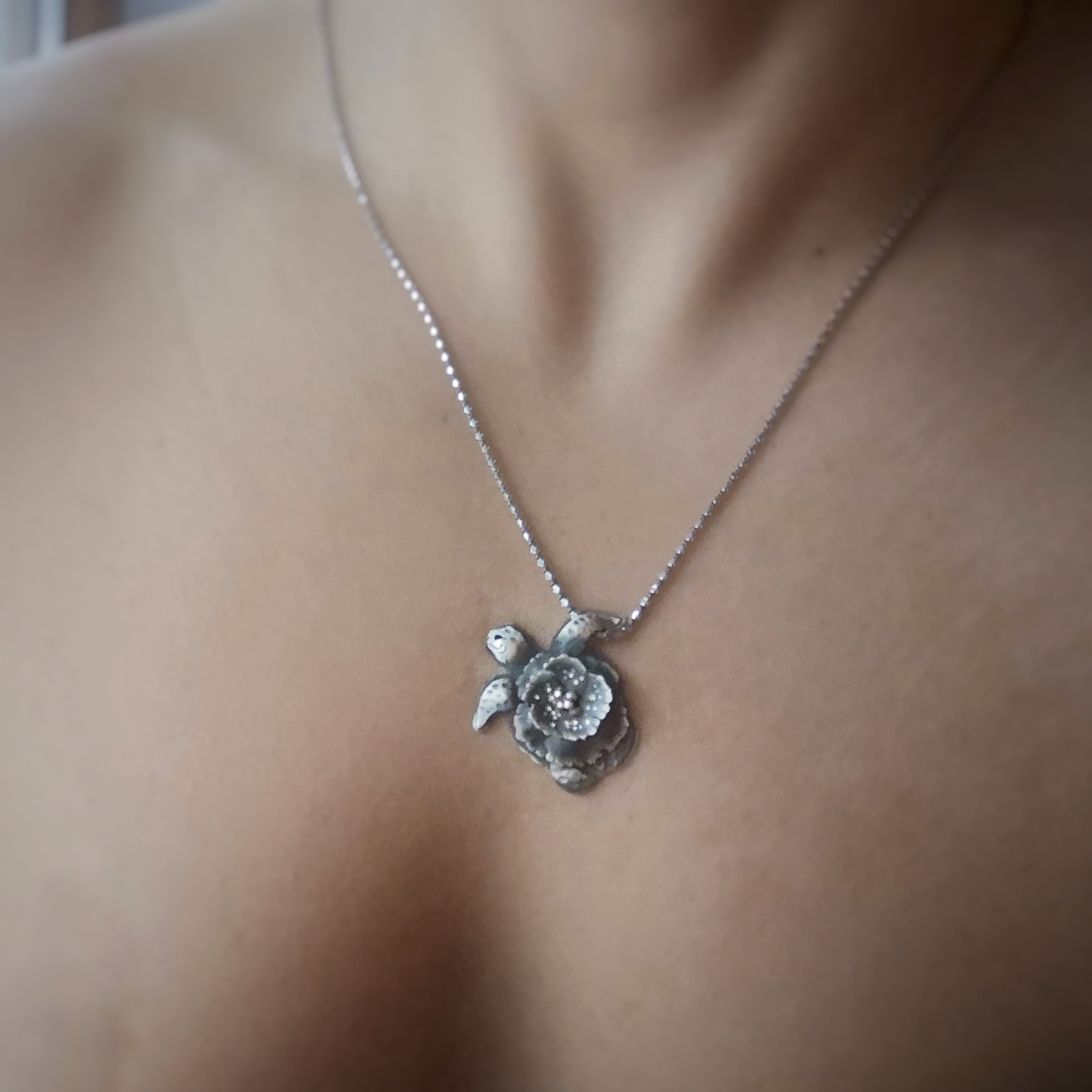 The Turtle & Hibiscus Bloom Necklace
