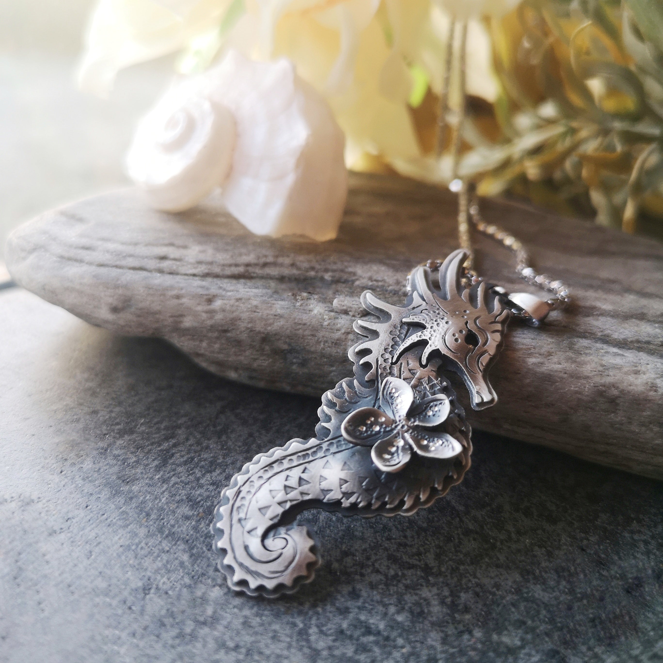 The Fragipani Seahorse Necklace
