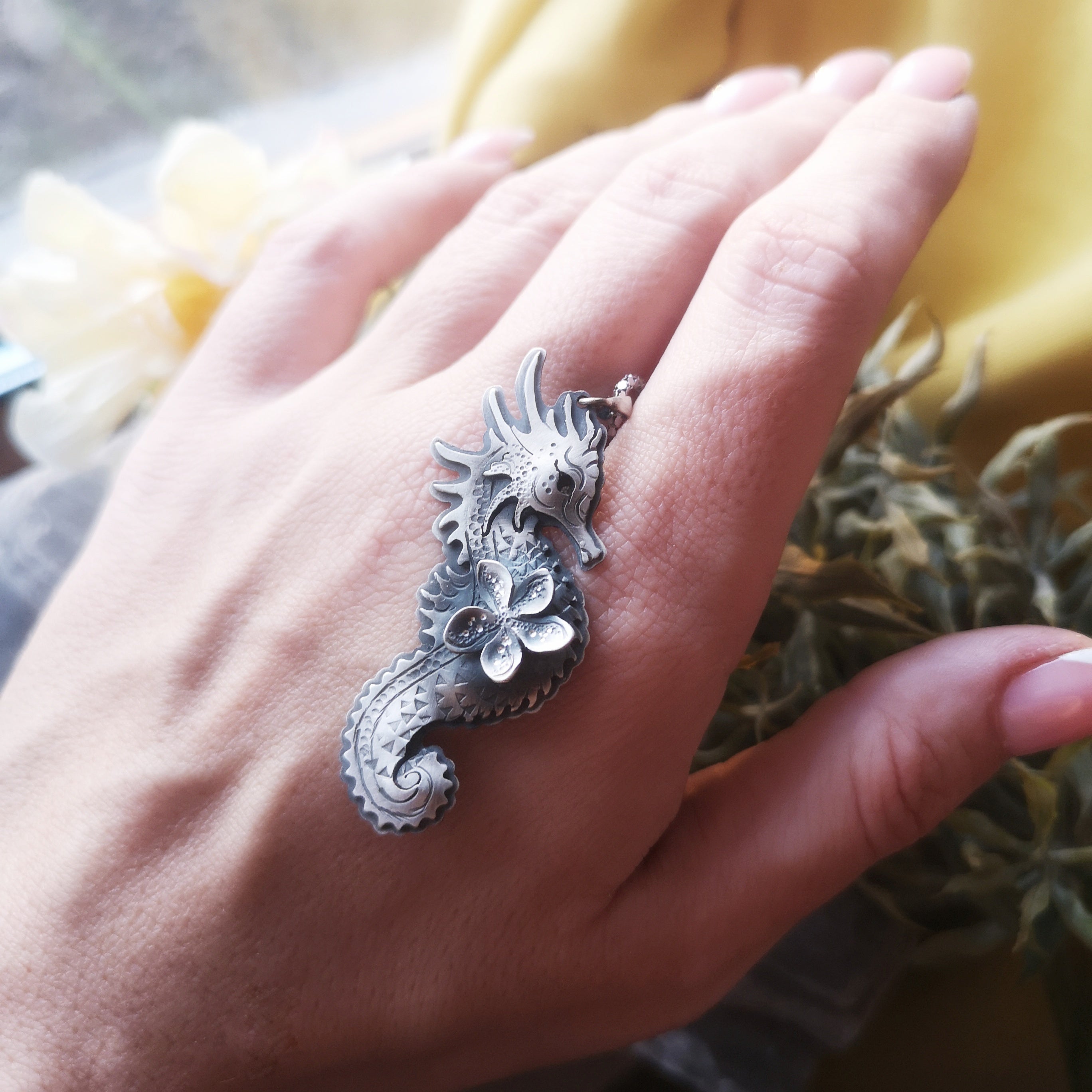 The Fragipani Seahorse Necklace