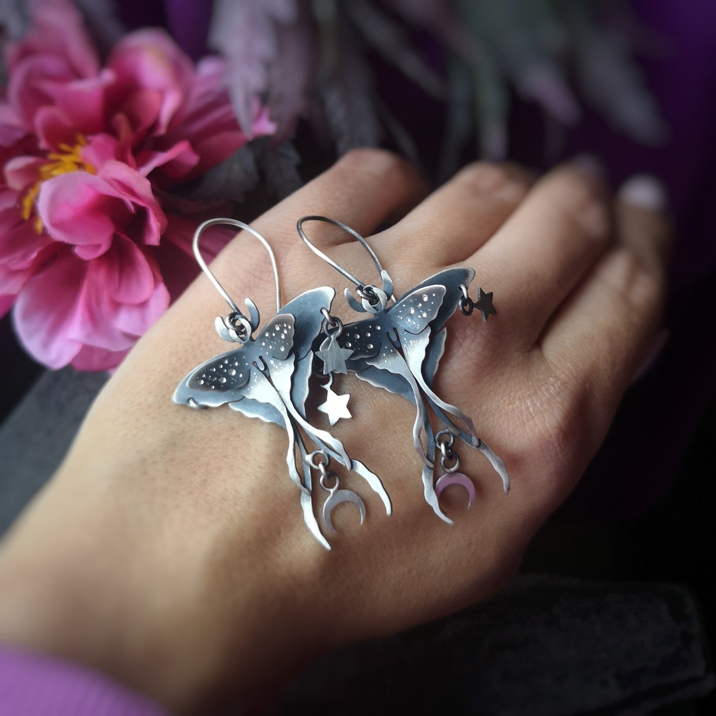 The Luna Moth Chandelier Earrings