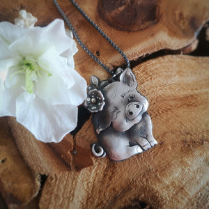 Wink To The Spring -  Piggy Necklace