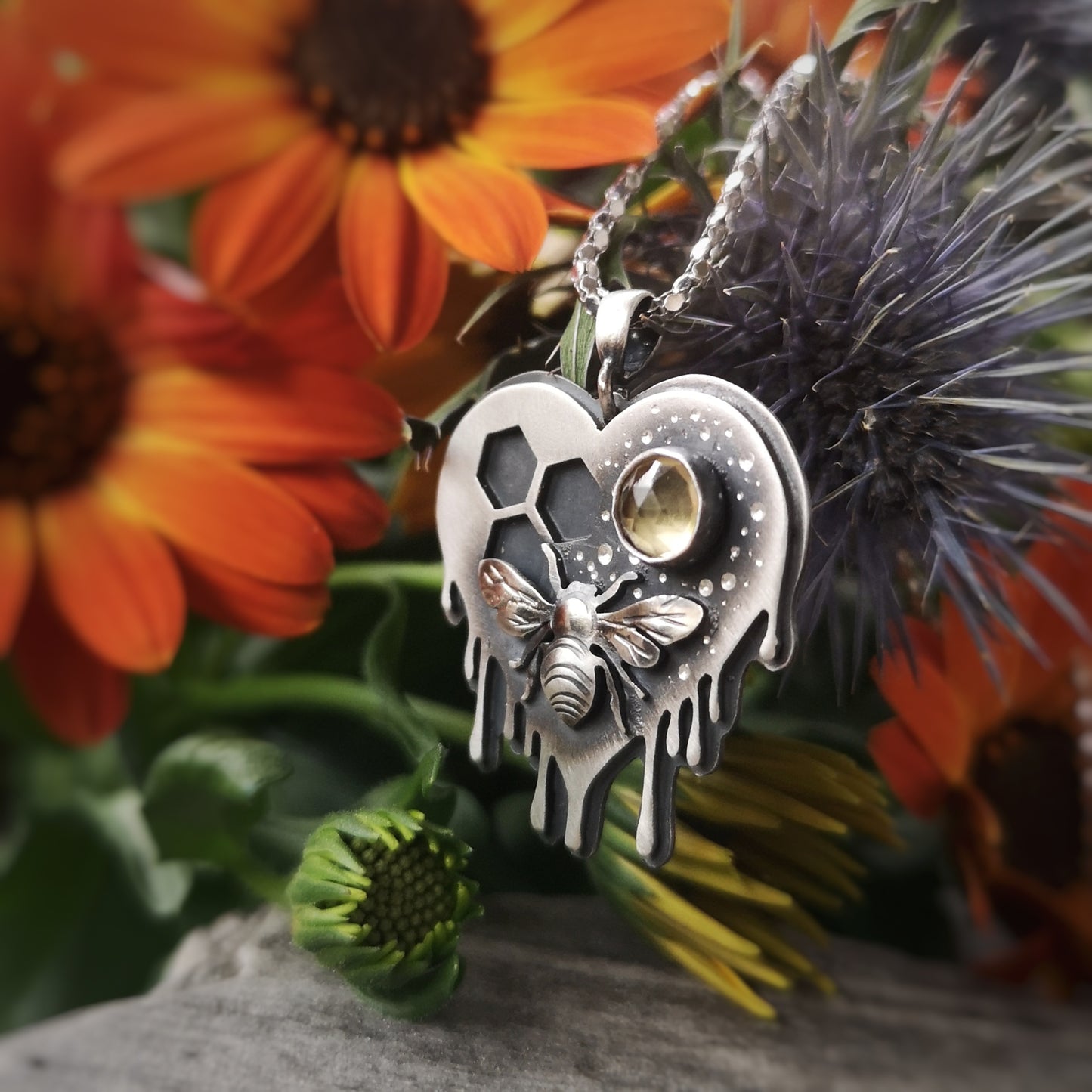 The Honey Bee - Heart Necklace