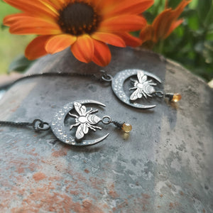 The Honey Bee & Ombre Moon Threader Earrings
