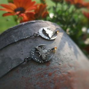 The Honey Bee & Ombre Moon Threader Earrings
