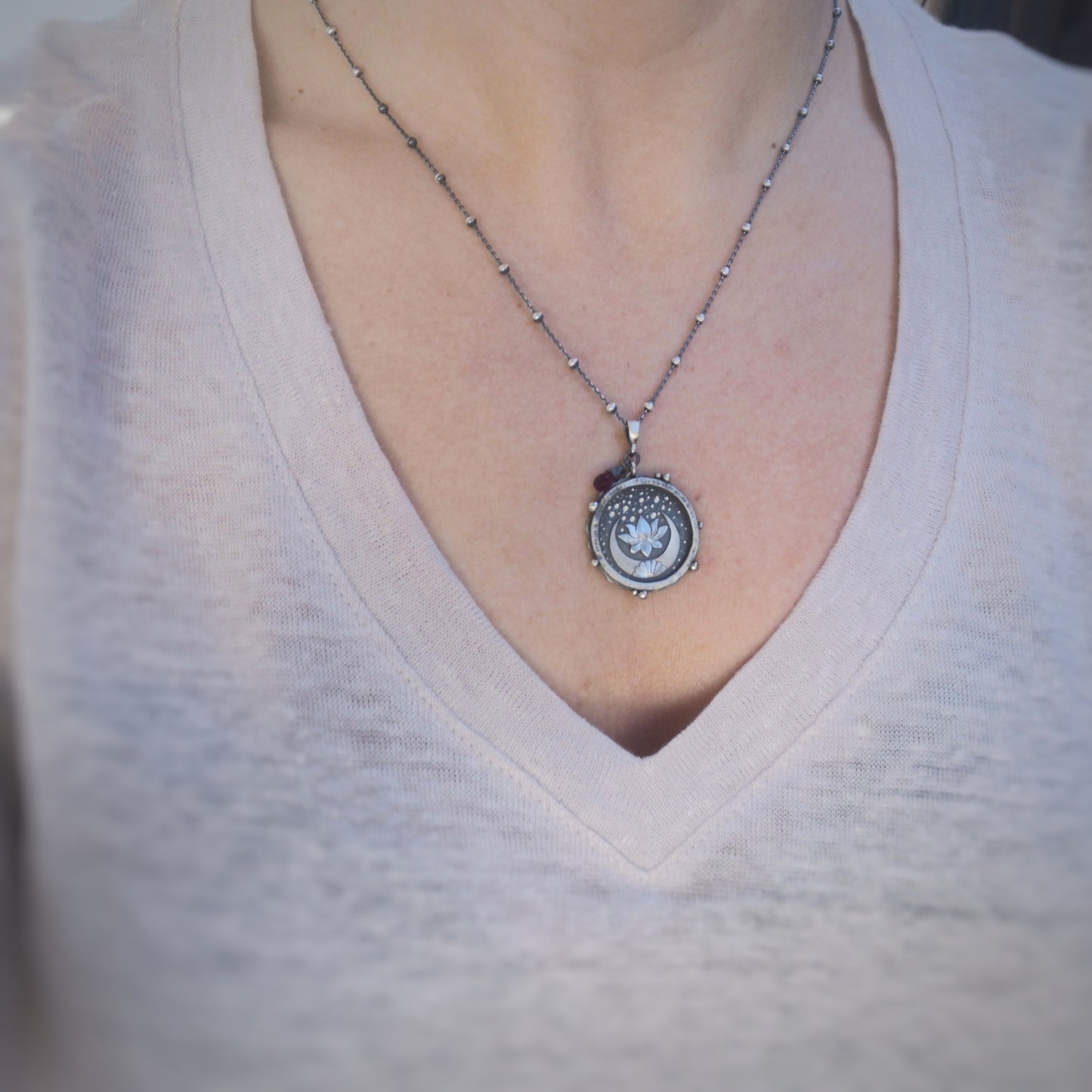 The Lotus &  Moon Shadowbox Necklace