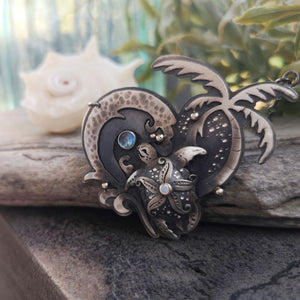 The Turtle & Palm Tree Heart Necklace