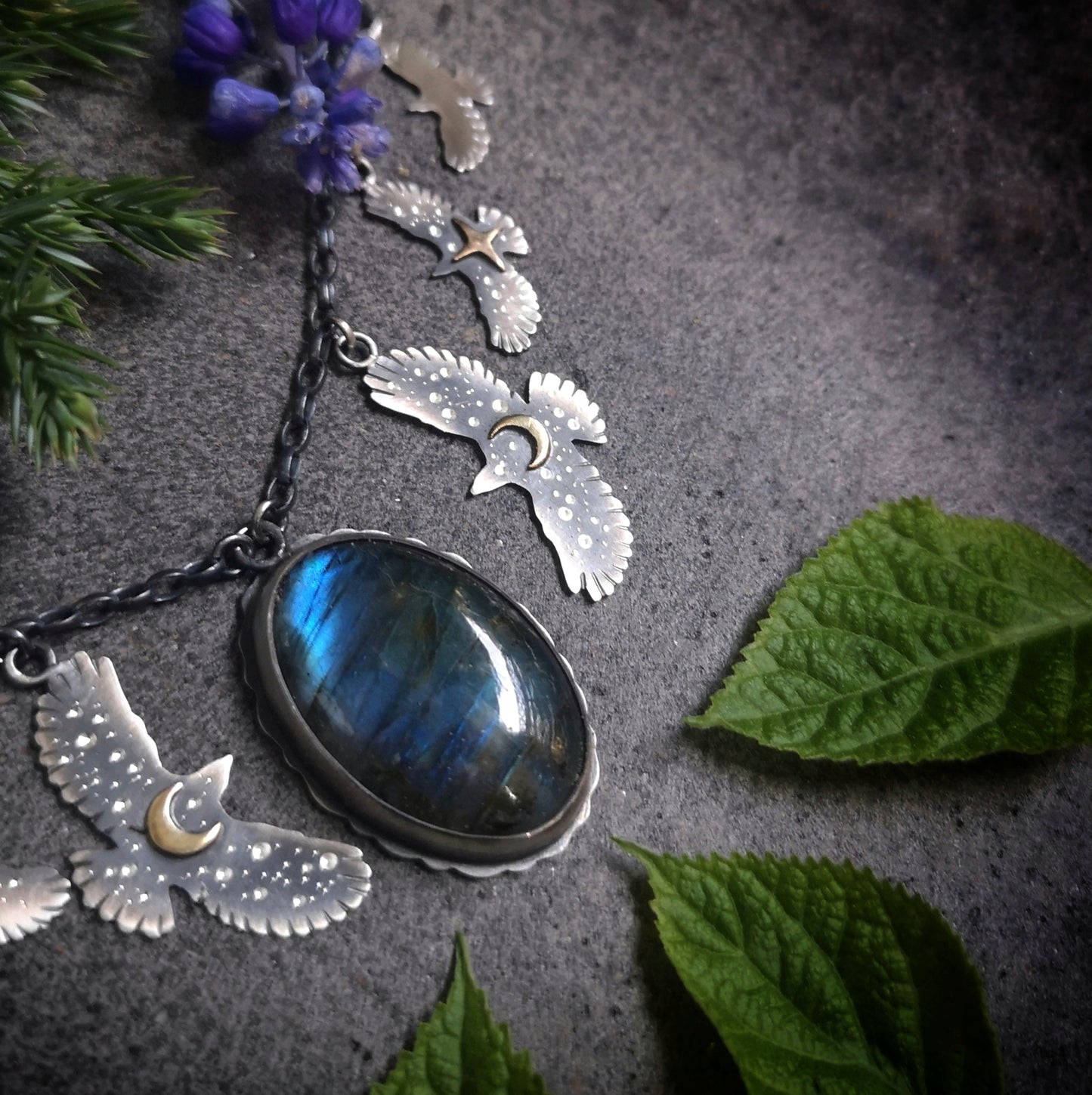 The Blue Labradorite Hawk Necklace