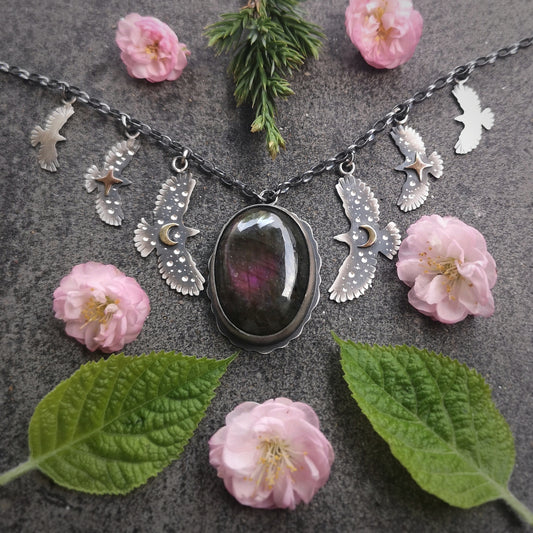 The Purple Labradorite Hawk Necklace