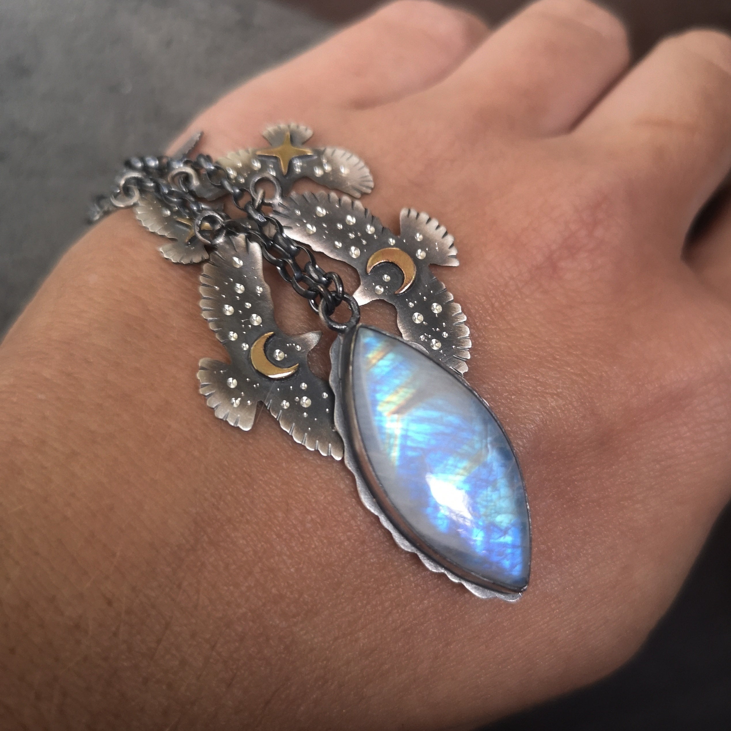 The Moonstone Hawk Necklace