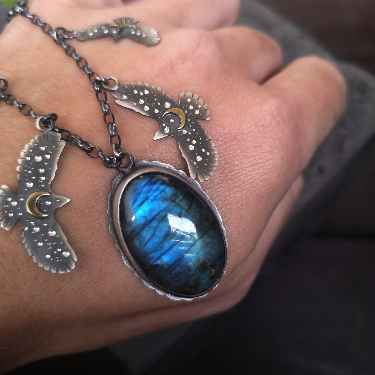 The Blue Labradorite Hawk Necklace