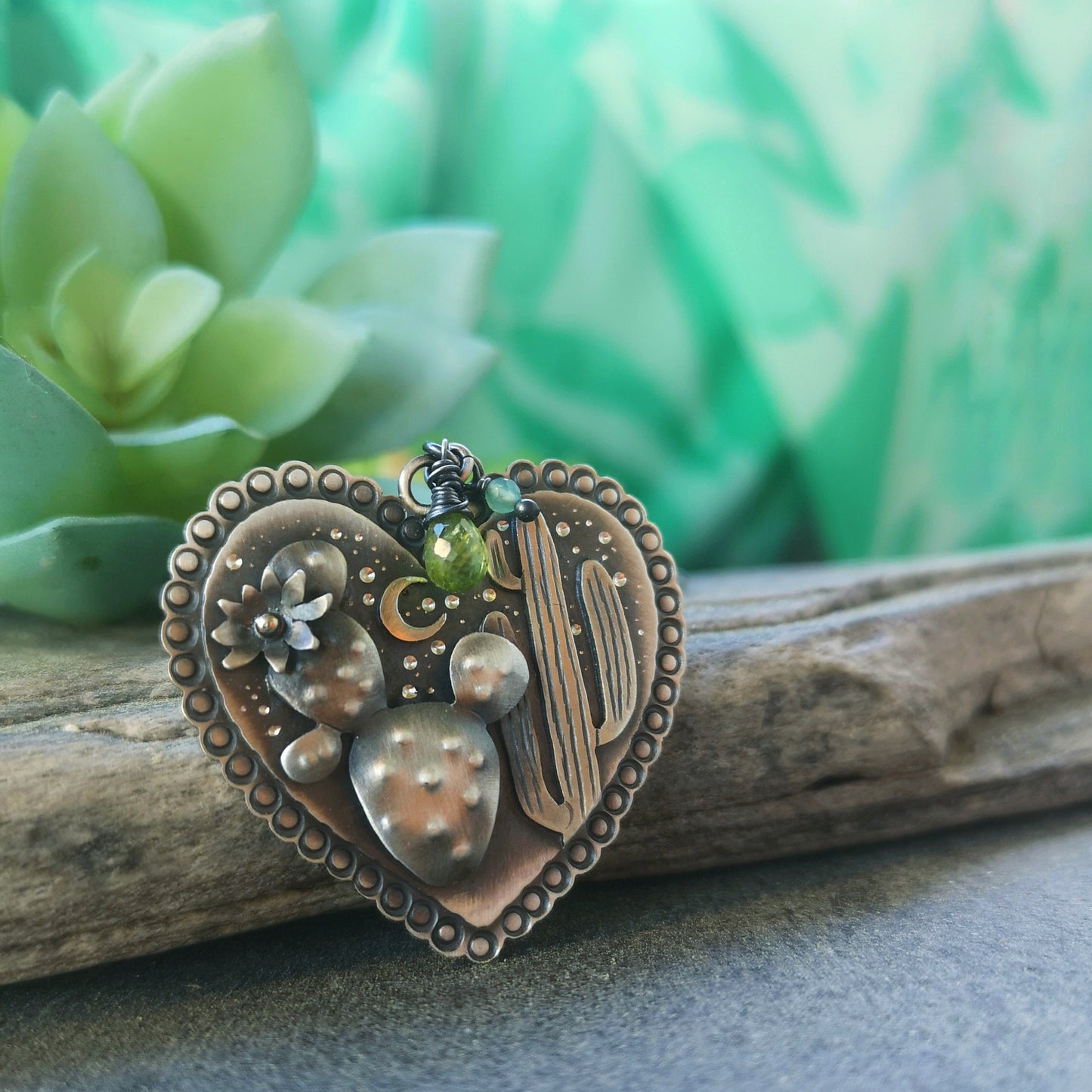 The Cacti Love Necklace with Chrysoprase & Peridot