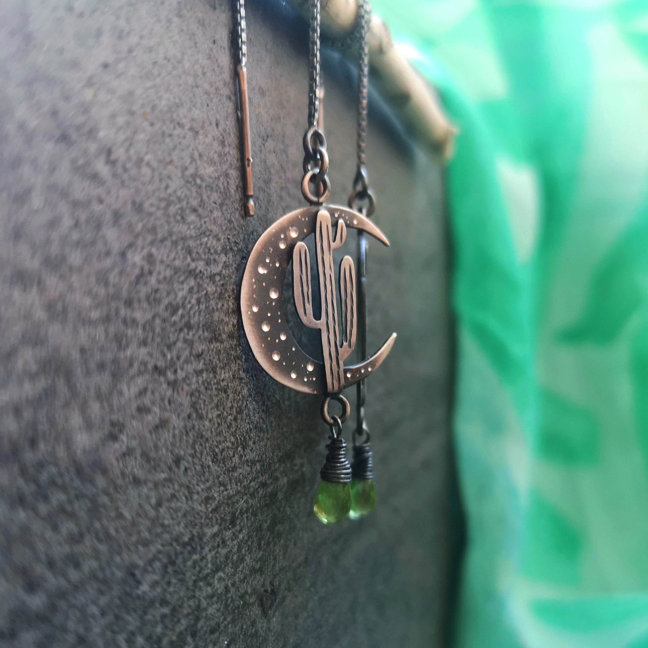 The Saguaro & Moon Threader Earrings