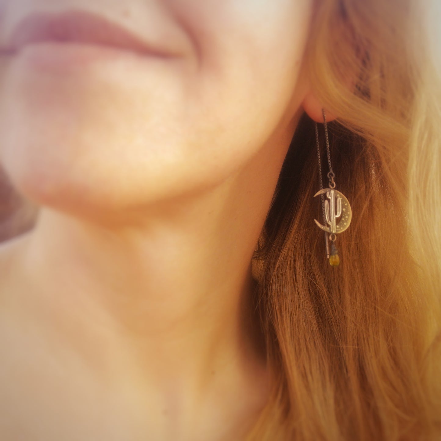 The Saguaro & Moon Threader Earrings