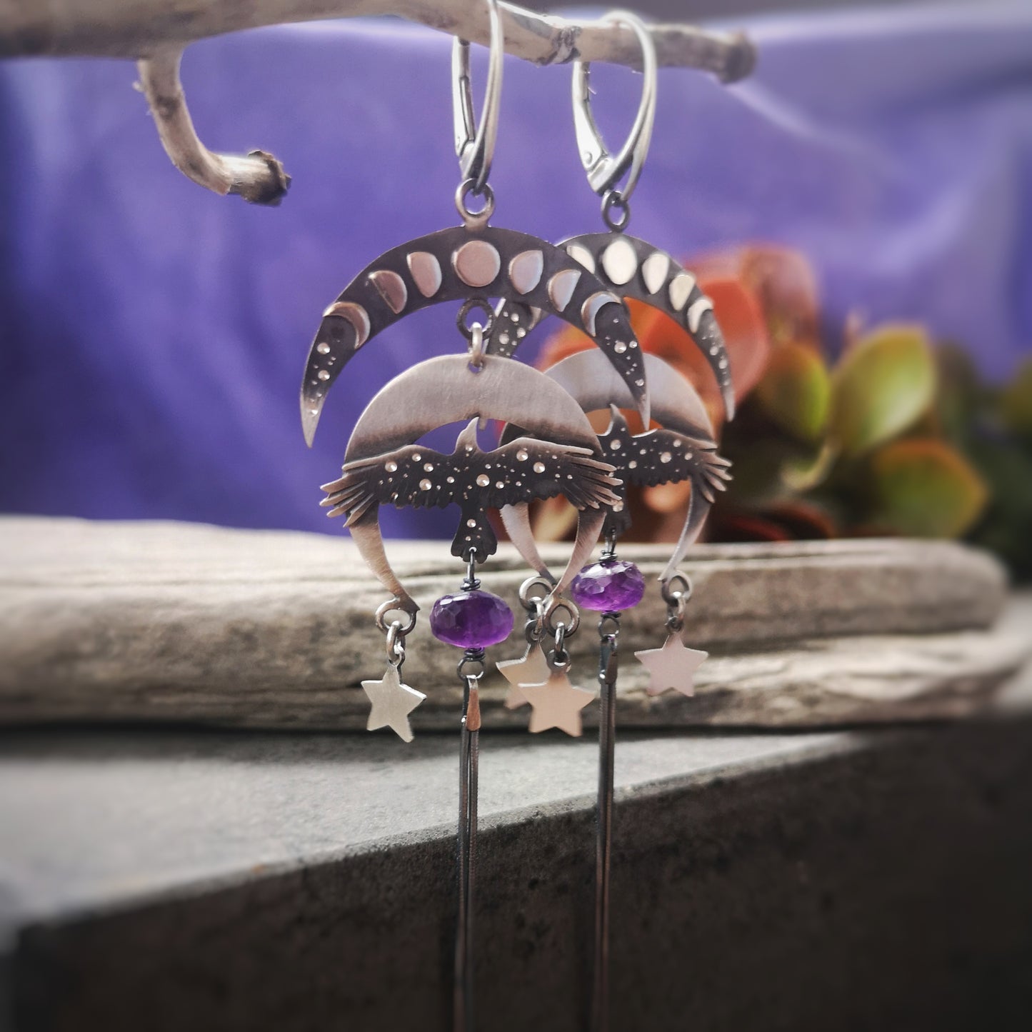The Raven & Moon Chandelier Earrings