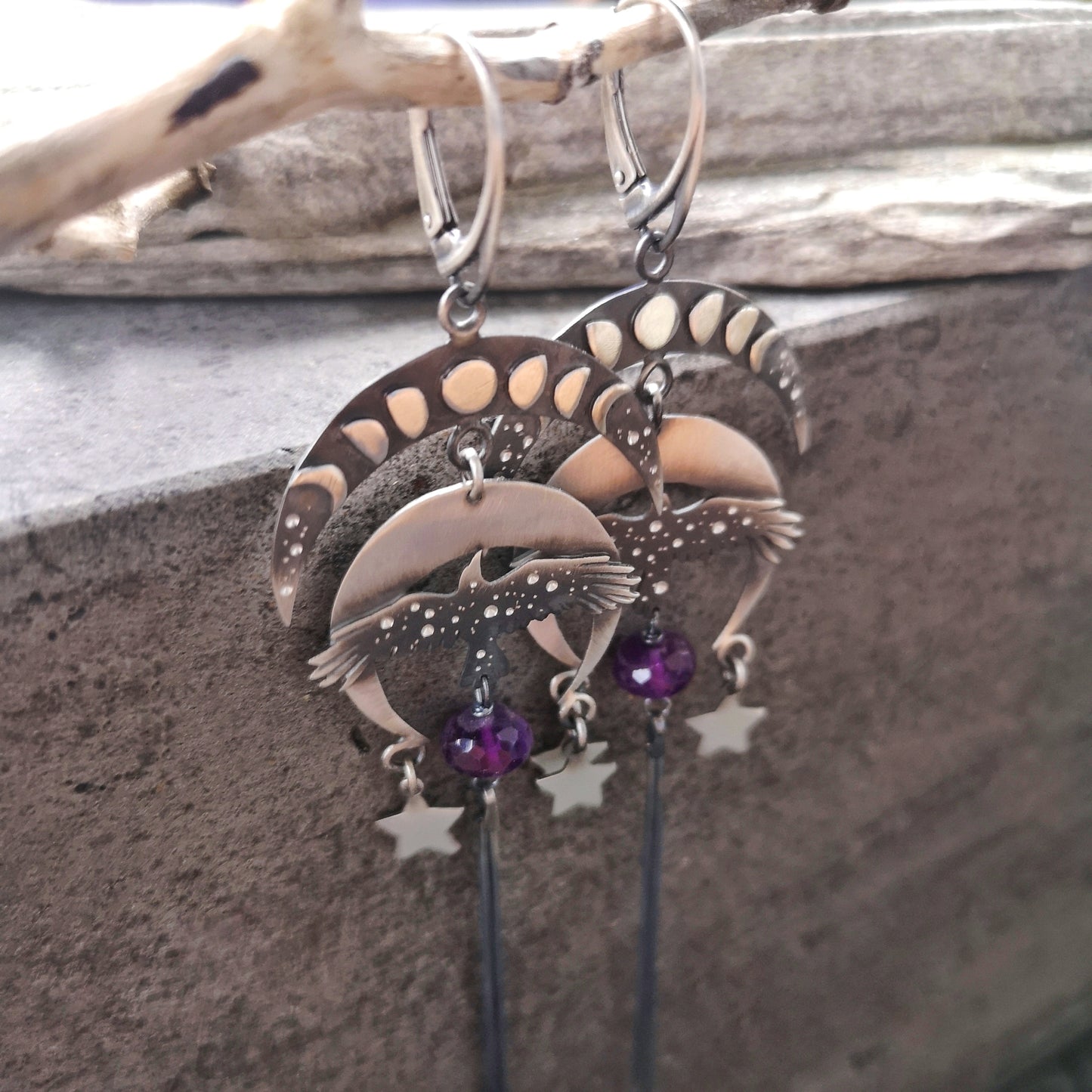 The Raven & Moon Chandelier Earrings