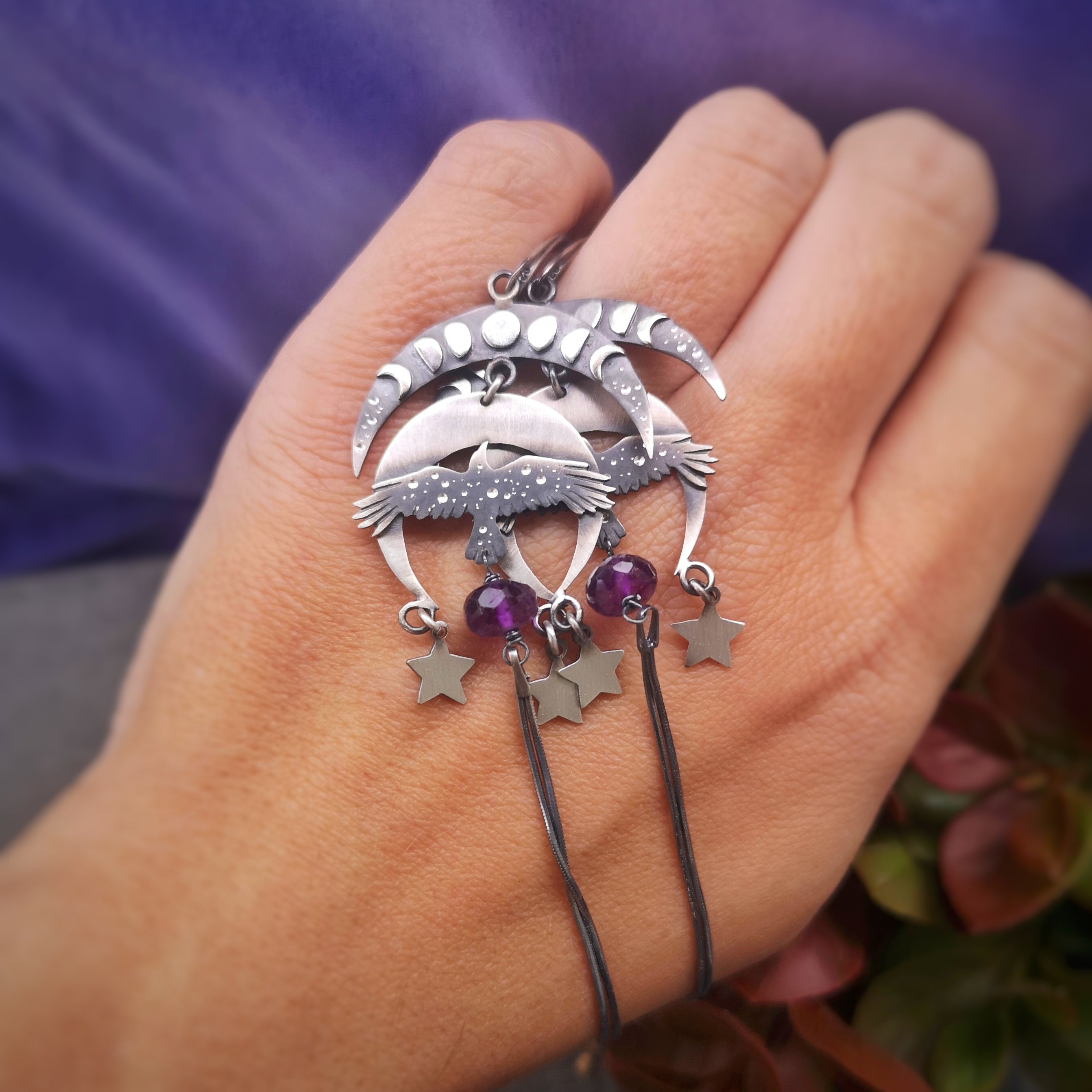 The Raven & Moon Chandelier Earrings