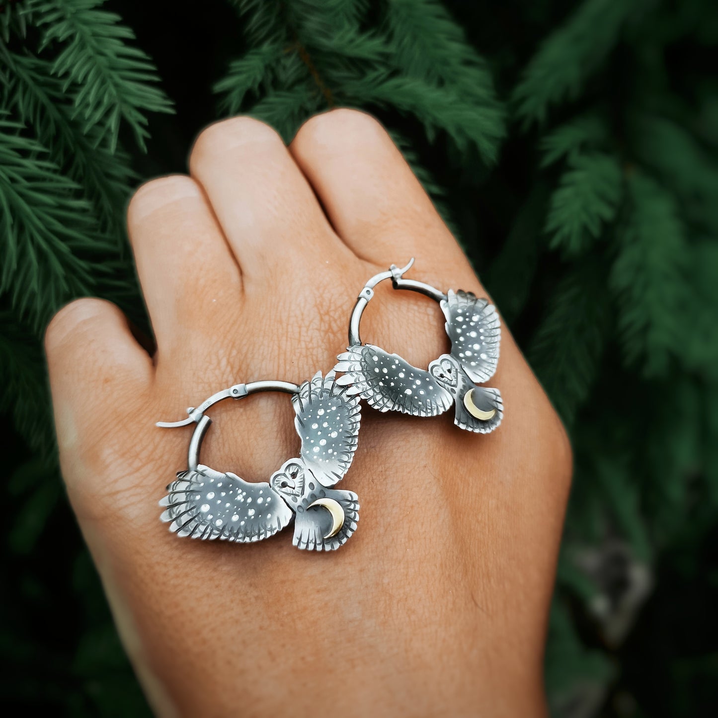 The Barn Owl Hoop Earrings