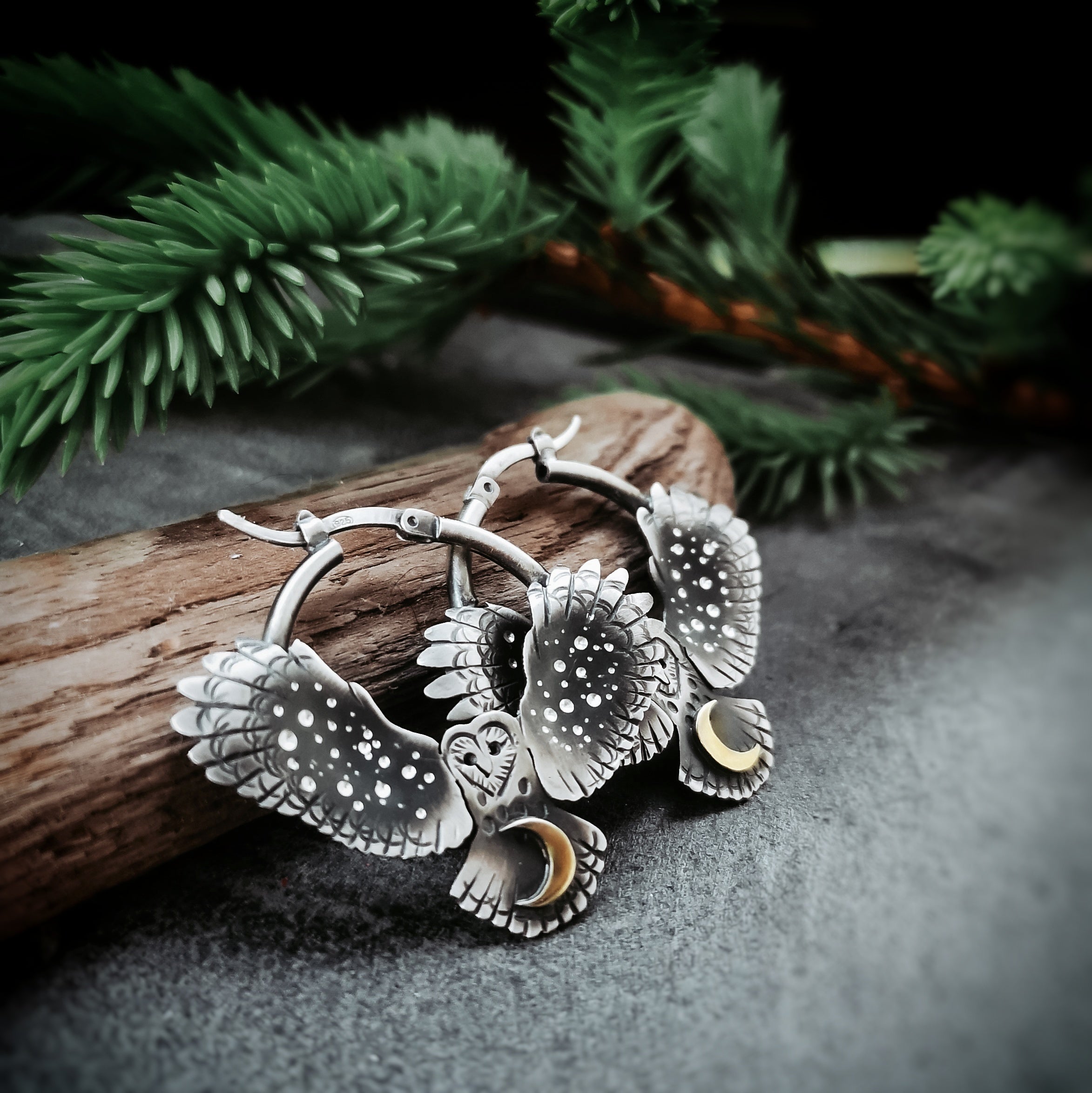 The Barn Owl Hoop Earrings