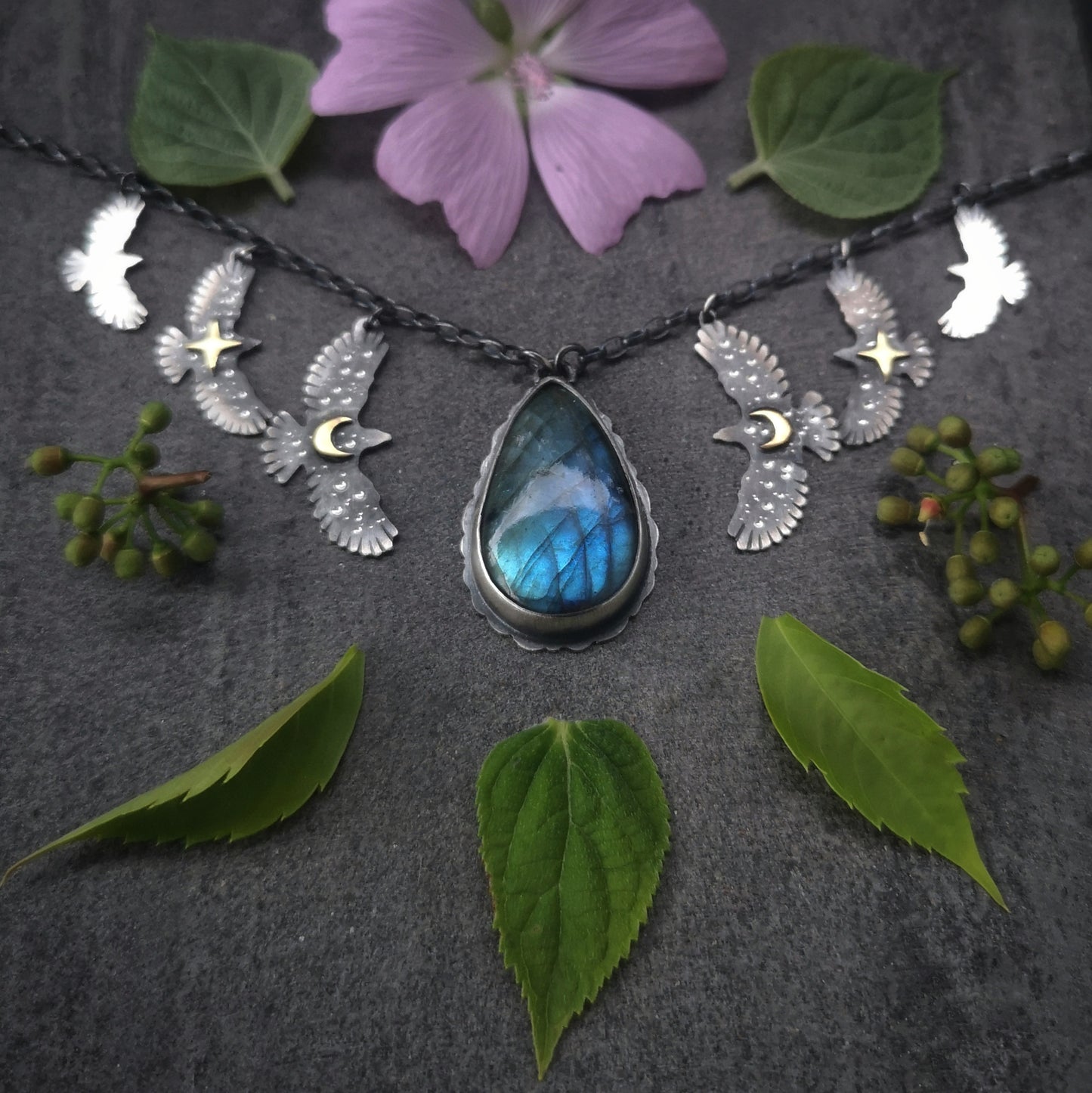 The Blue Labradorite Hawk Necklace
