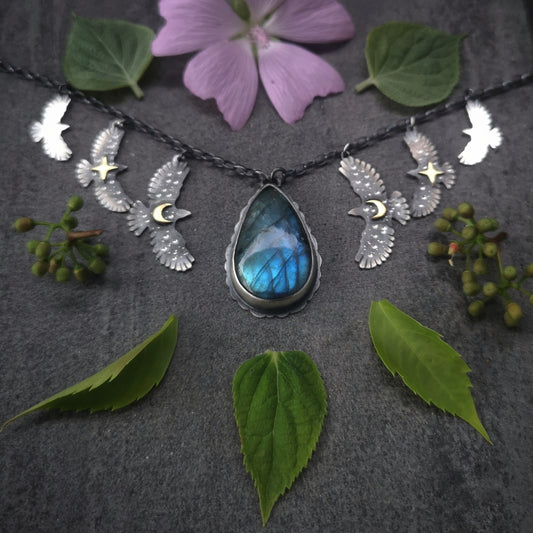 The Blue Labradorite Hawk Necklace